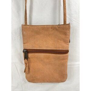 Emily Ann of Boca Raton Beige Leather Phone Crossbody Bag